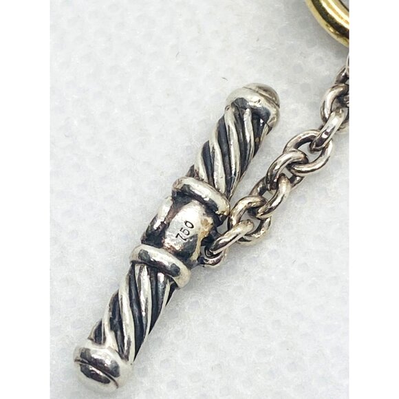 David Yurman 18K 750 925 Sterling Silver Oval Link Toggle Bracelet - Picture 10 of 12